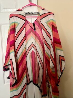 Express Pink Multi-Stripe Kimono Tunic